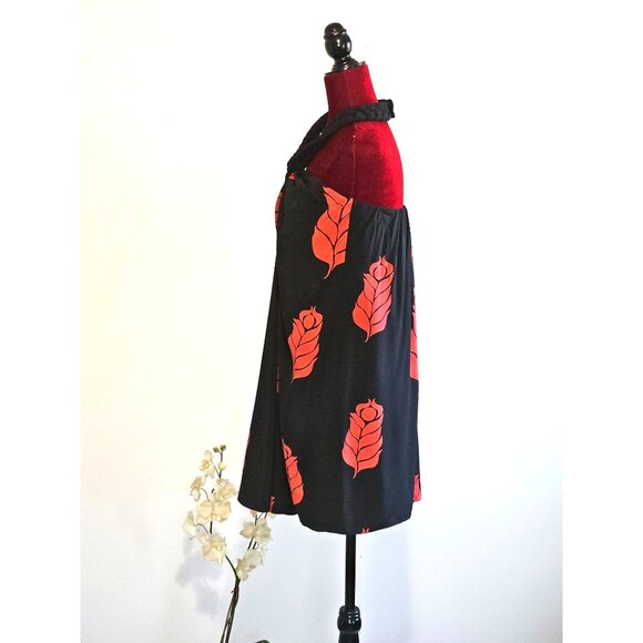 NWT Temperley London Women's Red Black Floral Silk Halter Neck Dress Size 6 2338 - Picture 6 of 13